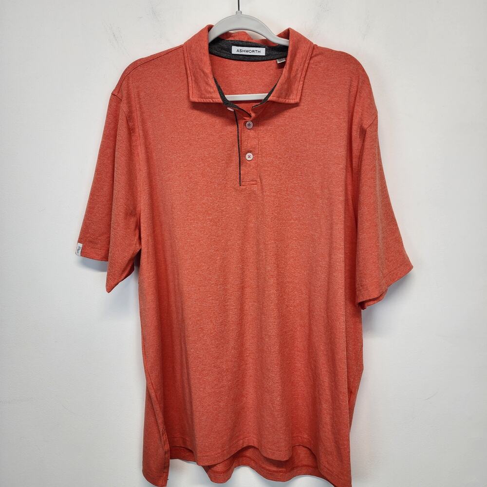 Ashworth Mens Torrey Stretch Polo Shirt Size XL Orange Performance Athletic